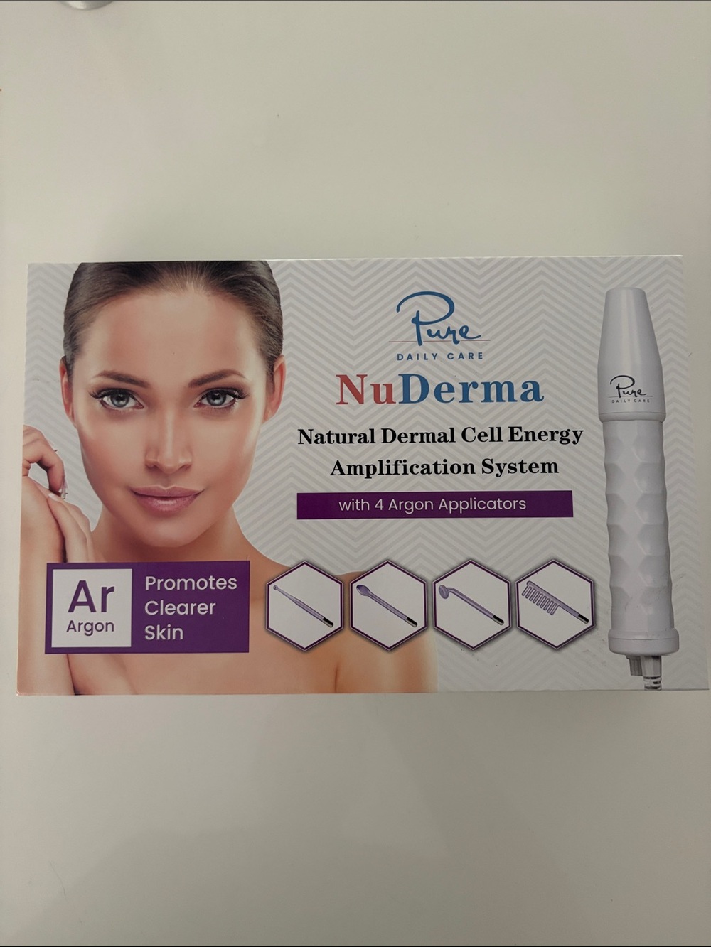 Pure NuDerma Argon Dermal Cell Energy System - White. Missing Comb Tube